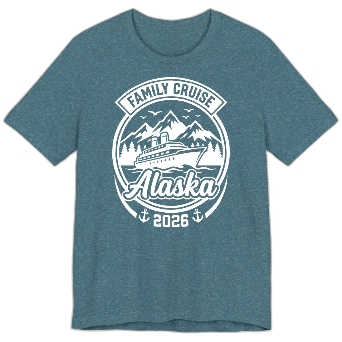 Family Cruise Alaska Badge Design Premium Tee in Heather Deep Teal