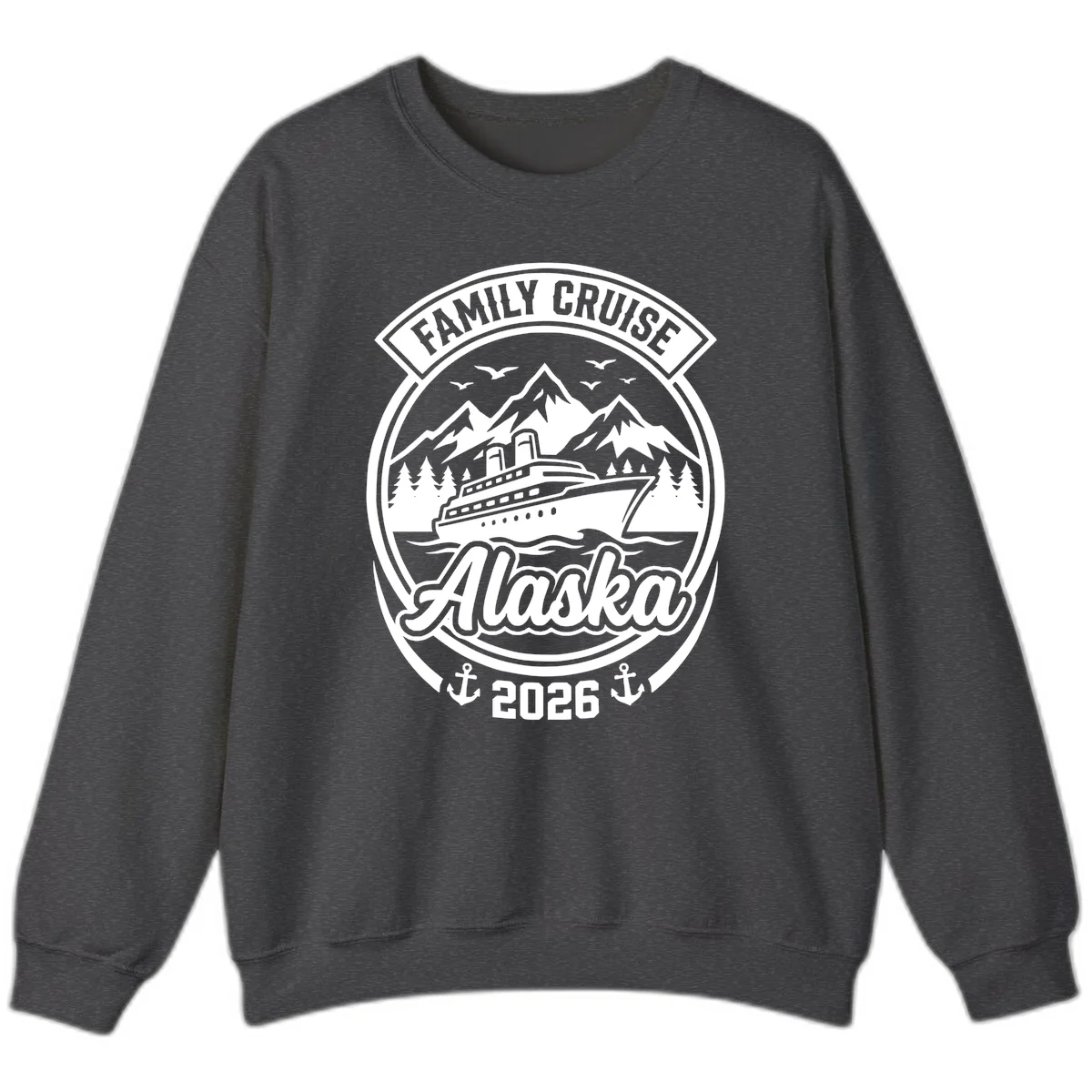 Family Cruise Alaska Badge Sweatshirt in Dark Heather