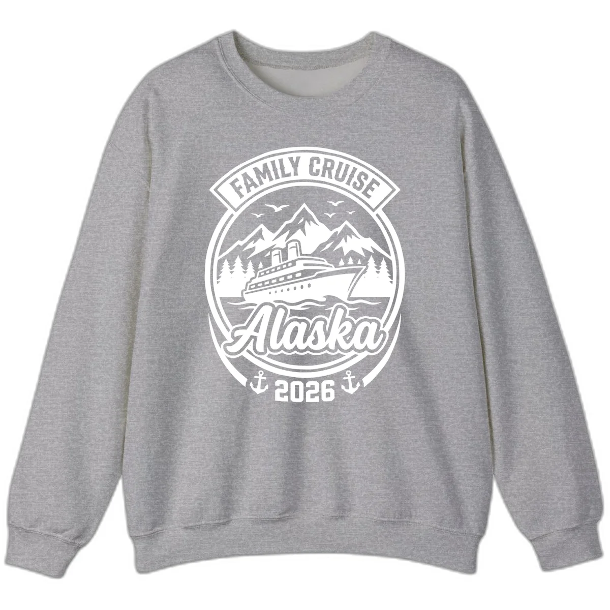 Family Cruise Alaska Badge Sweatshirt in Sport Grey