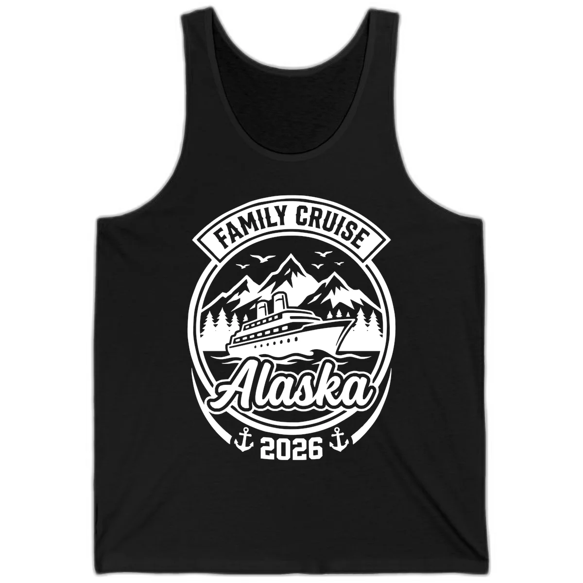 Family Cruise Alaska Badge Tank in Black