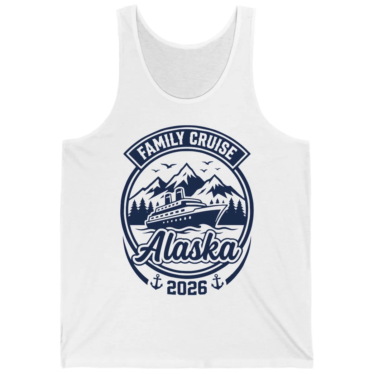 Family Cruise Alaska Badge Tank in White