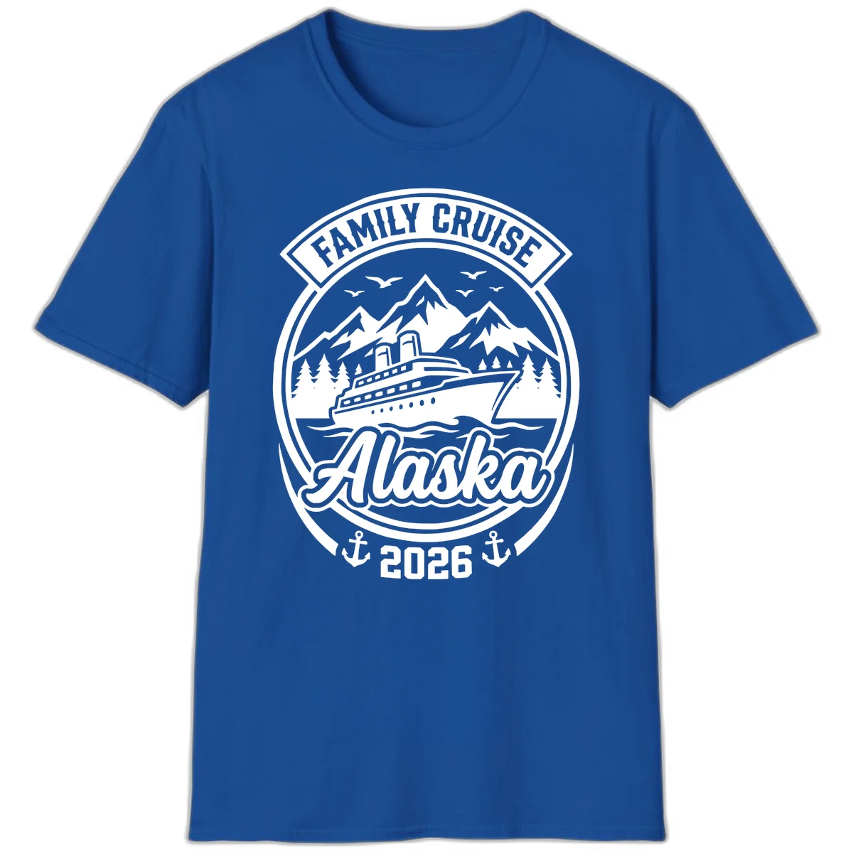 Family Cruise Alaska Badge Design T-Shirt in Royal