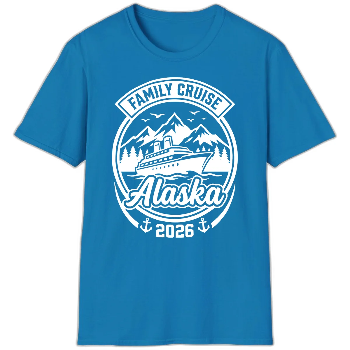 Family Cruise Alaska Badge Design T-Shirt in Sapphire