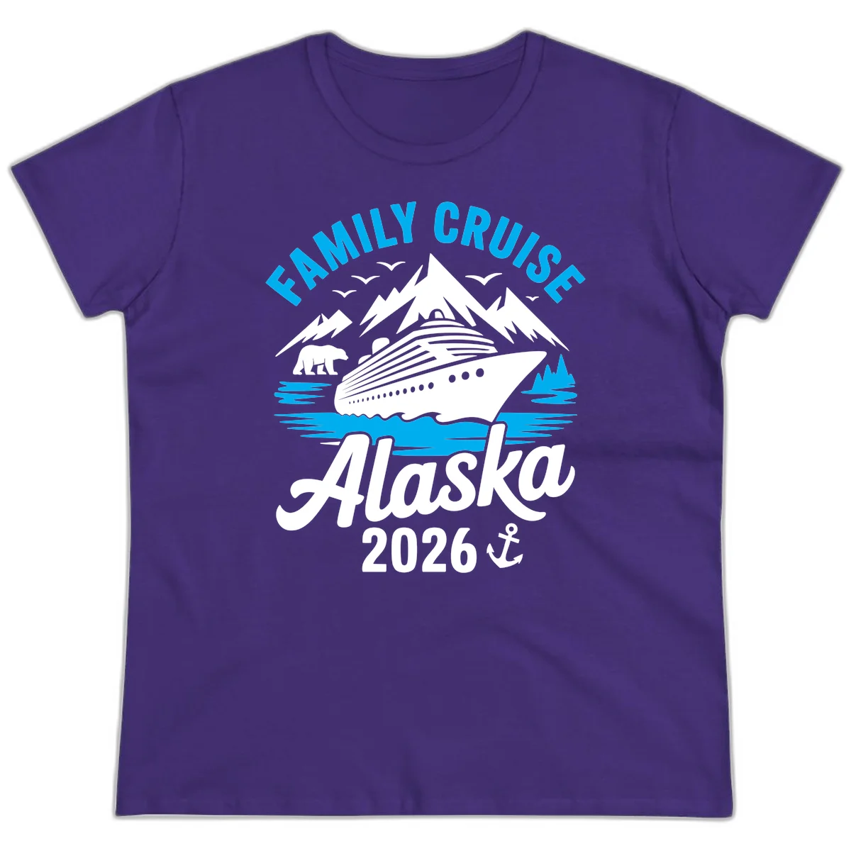 Family Cruise Alaska Mountain Scenic Ladies Tee in Purple