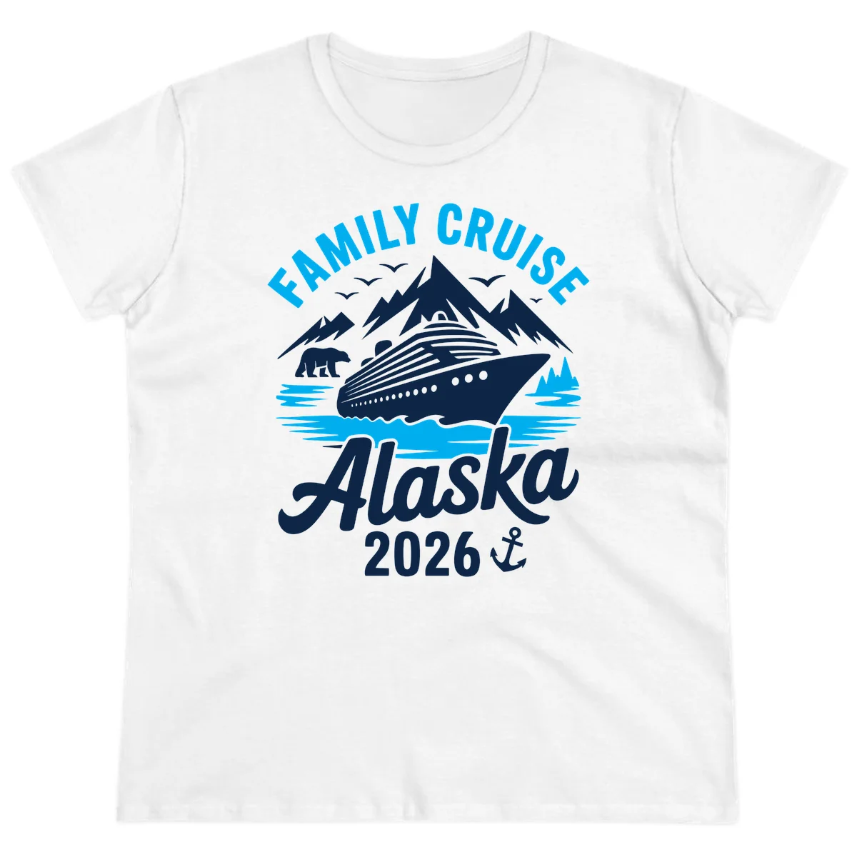 Family Cruise Alaska Mountain Scenic Ladies Tee in White