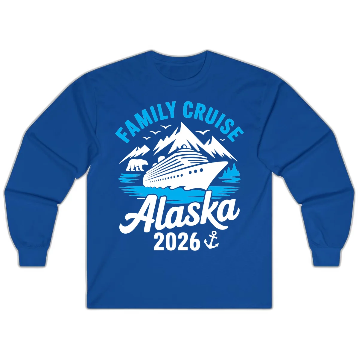 Family Cruise Alaska Mountain Scenic Long Sleeve Tee in Royal