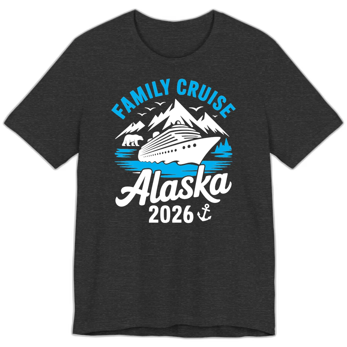 Family Cruise Alaska Mountain Scenic Premium T-Shirt in Dark Grey Heather