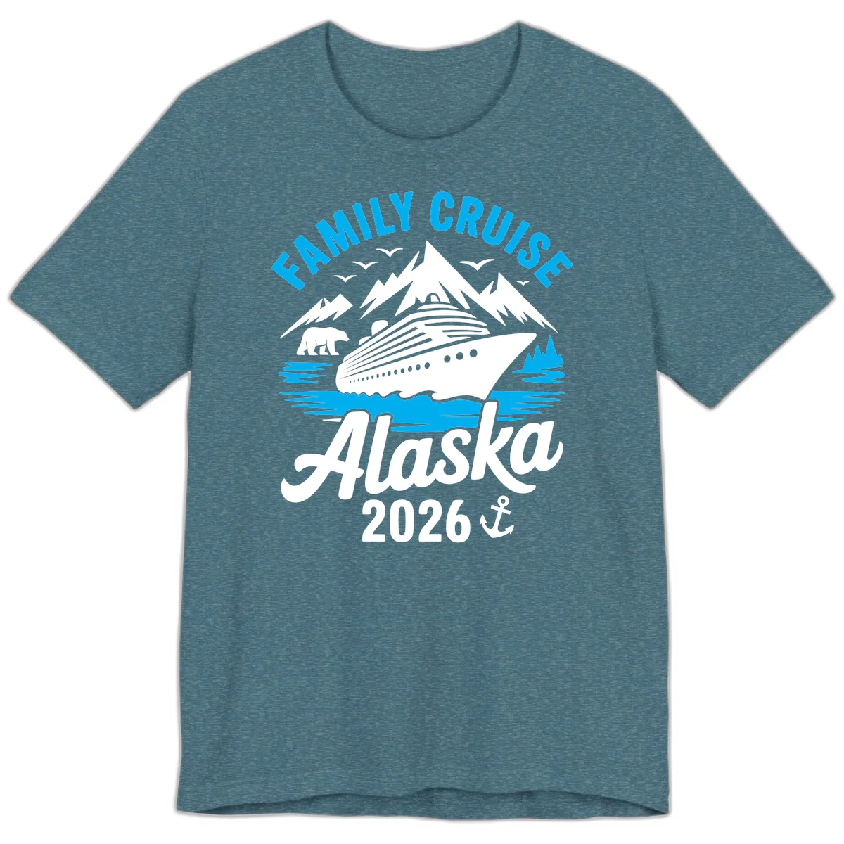 Family Cruise Alaska Mountain Scenic Premium T-Shirt in Heather Deep Teal