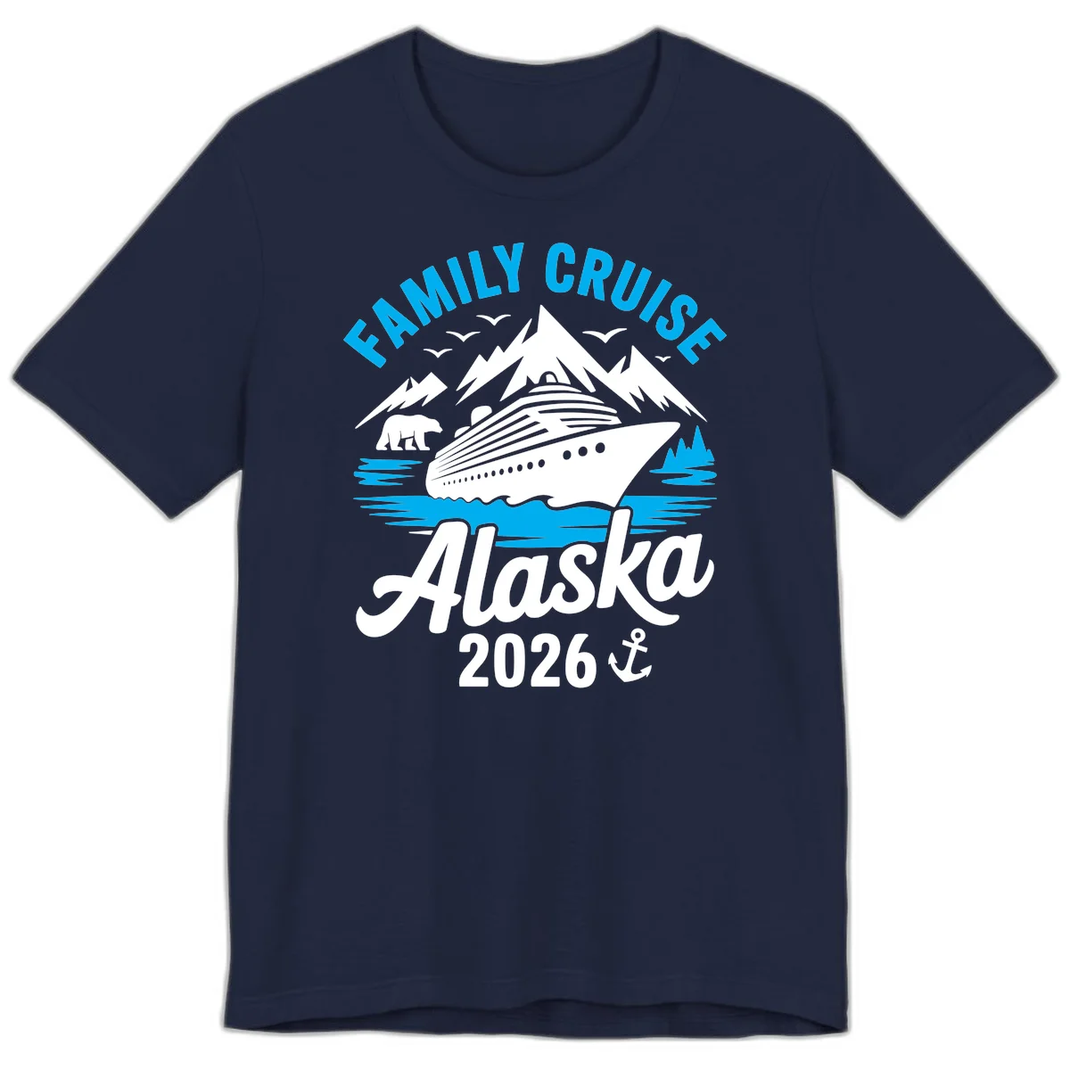 Family Cruise Alaska Mountain Scenic Premium T-Shirt in Navy