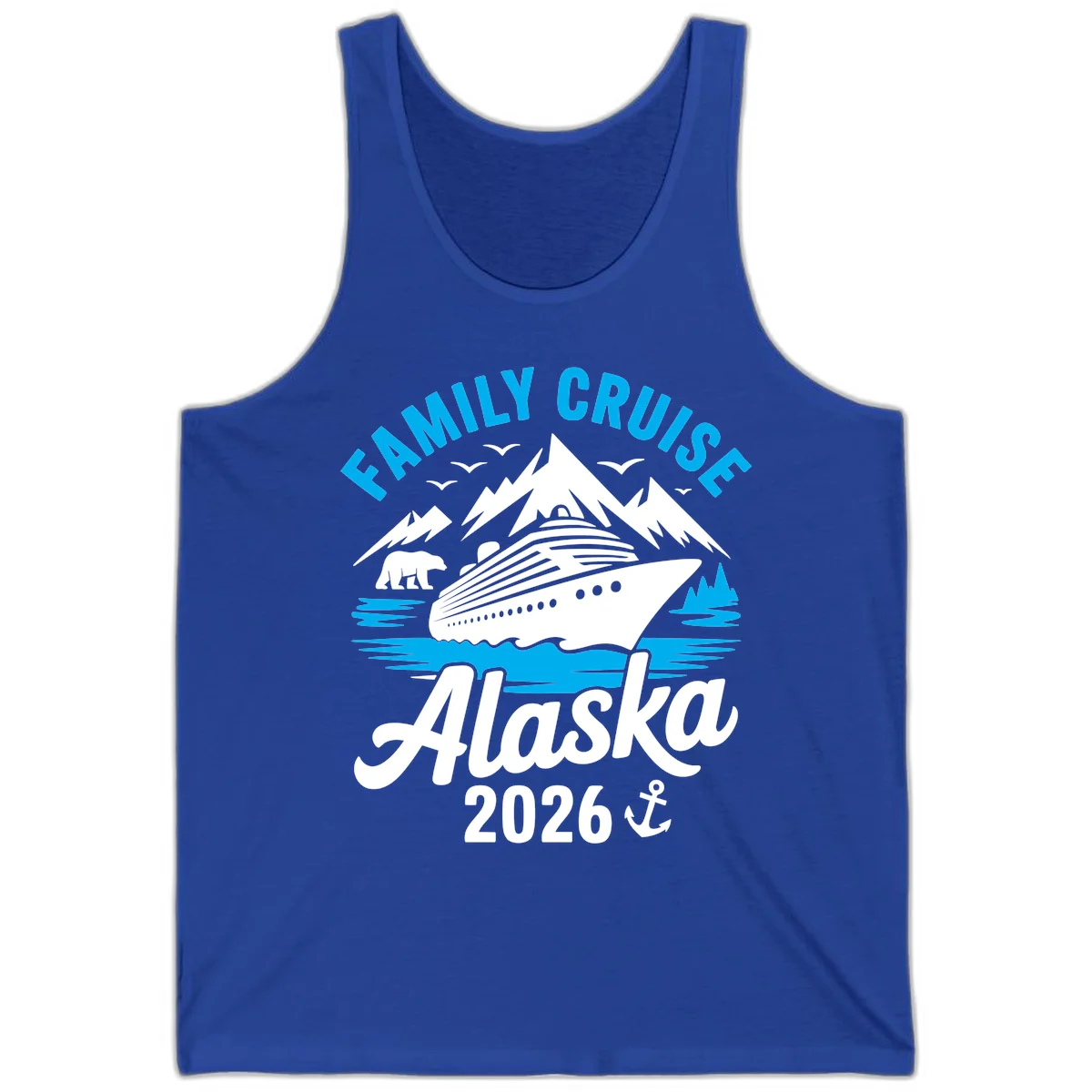 Family Cruise Alaska Mountain Scenic Tank Top in True Royal