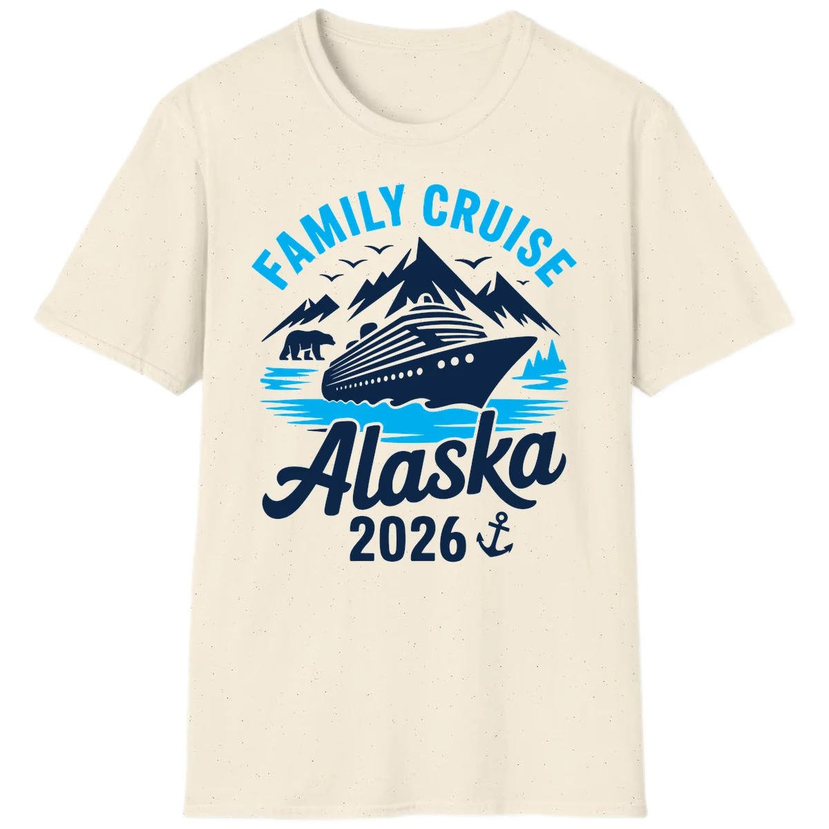Family Cruise Alaska Mountain Scenic T-Shirt in Natural