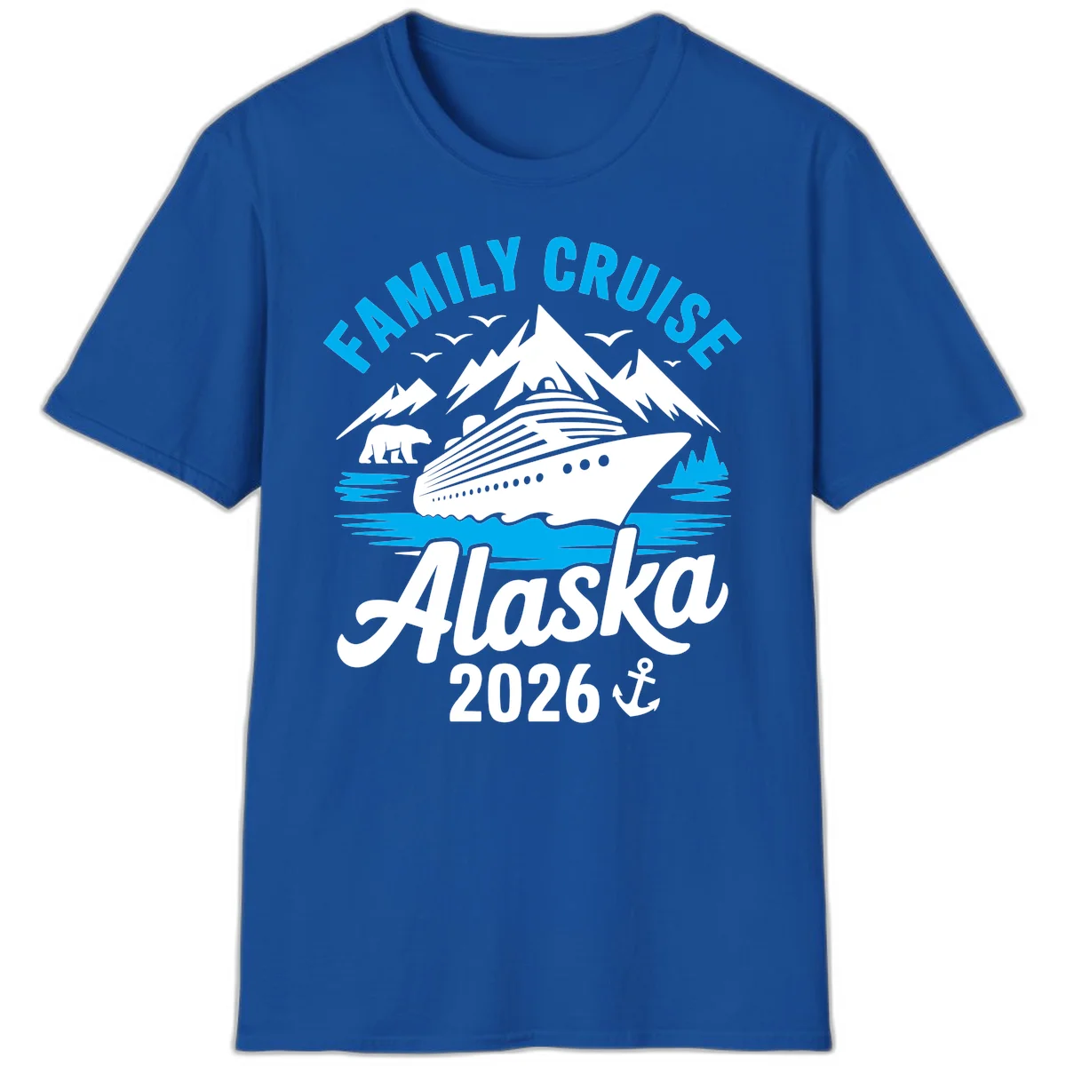 Family Cruise Alaska Mountain Scenic T-Shirt in Royal