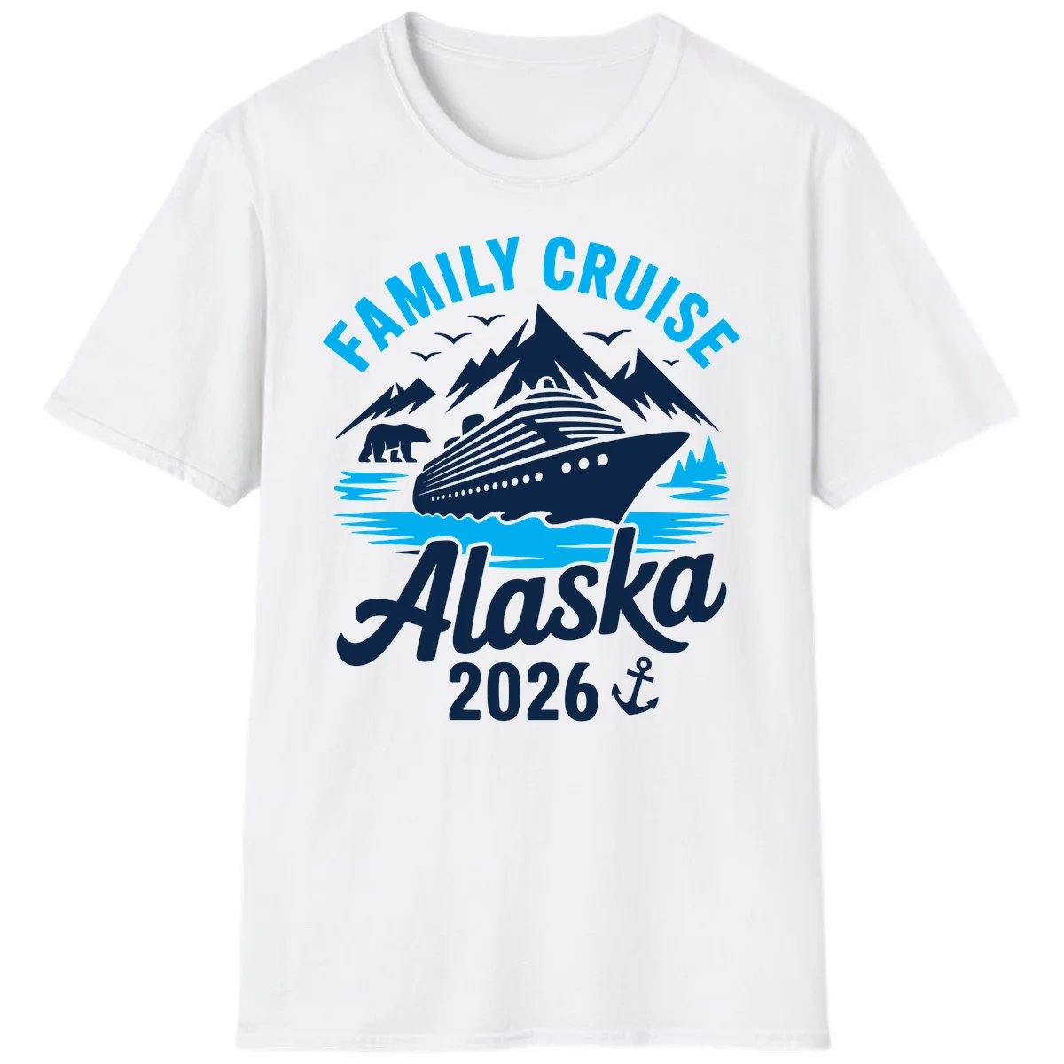 Family Cruise Alaska Mountain Scenic T-Shirt in White