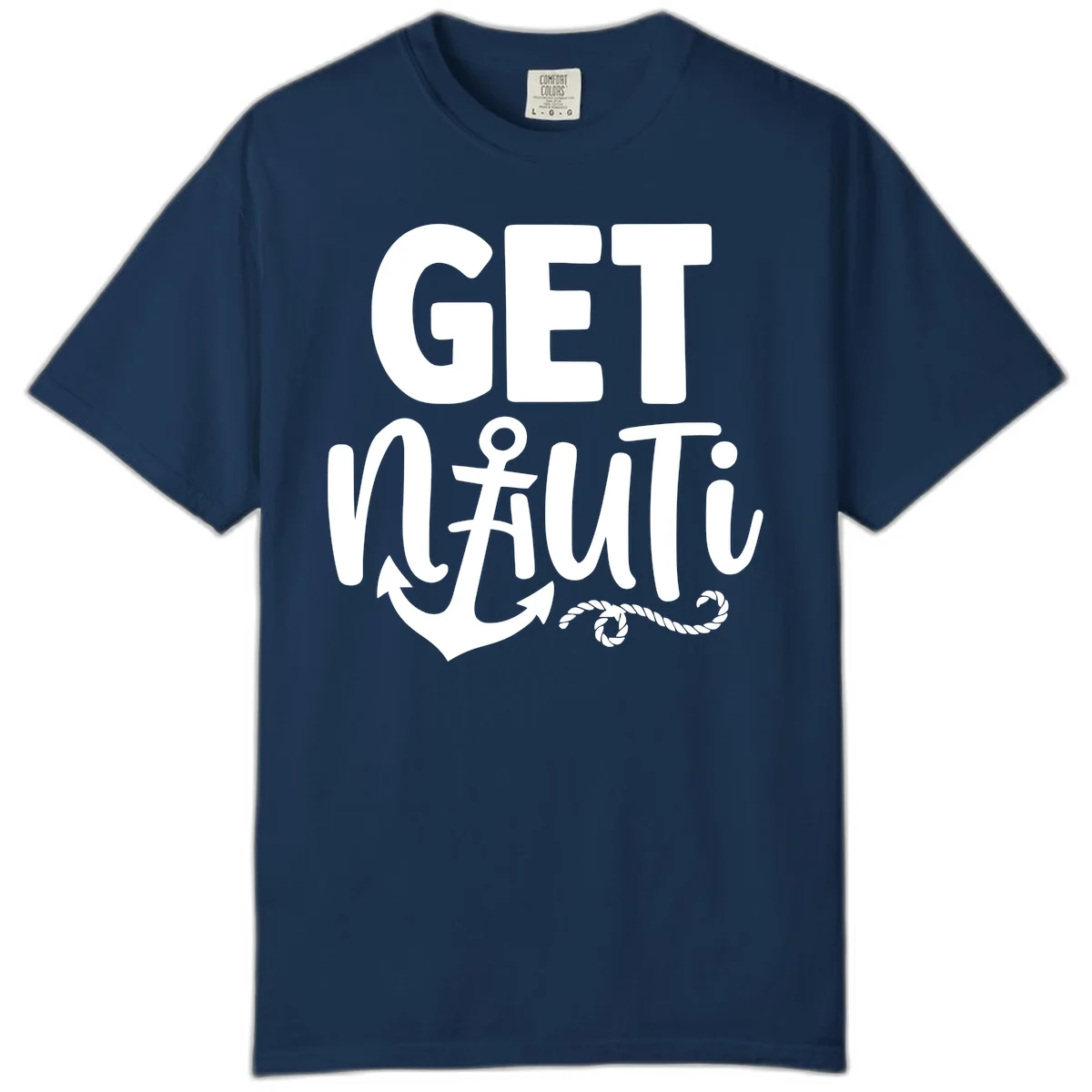 Get Nauti Nautical Pun Comfort Color T-Shirt in Navy