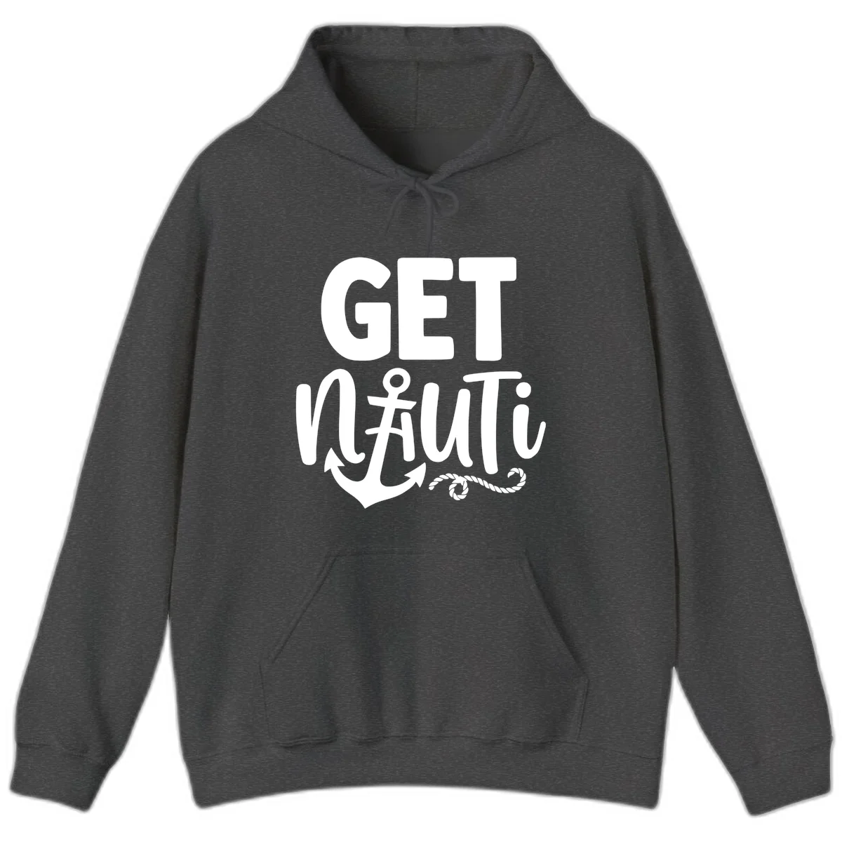 Get Nauti Nautical Pun with Anchor Hoodie in Dark Heather