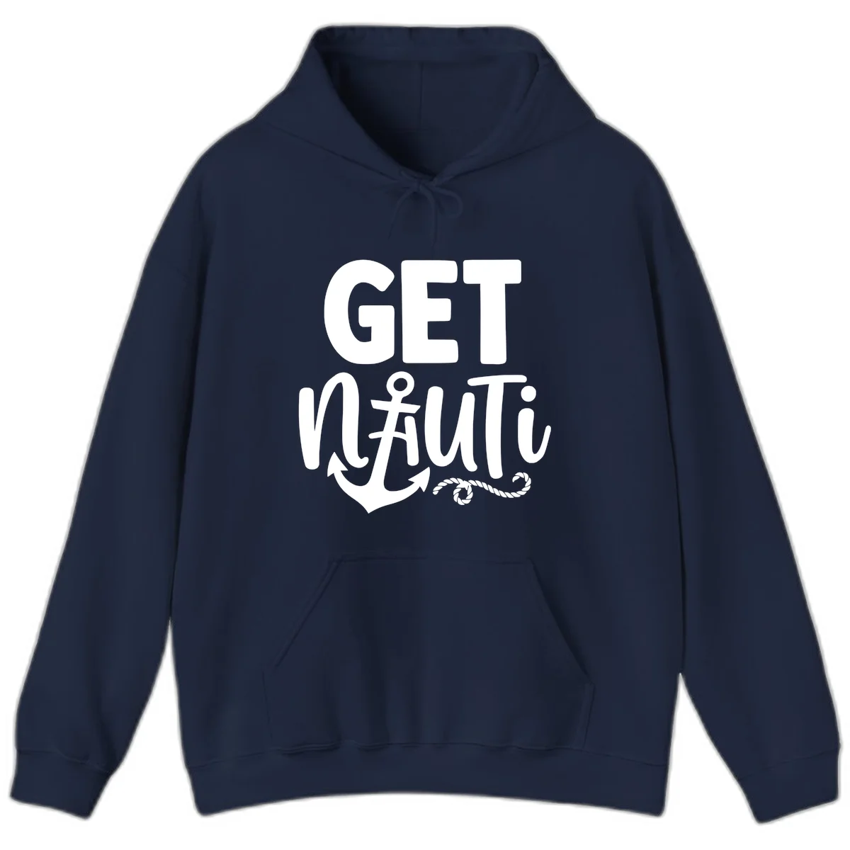 Get Nauti Nautical Pun with Anchor Hoodie in Navy