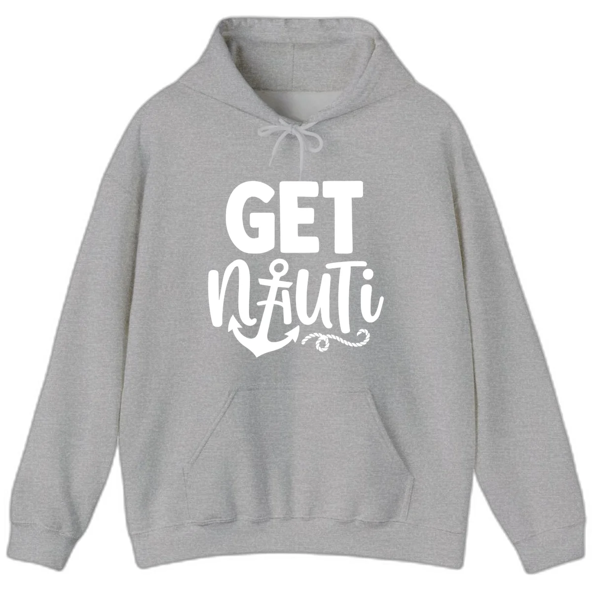 Get Nauti Nautical Pun with Anchor Hoodie in Sport Grey