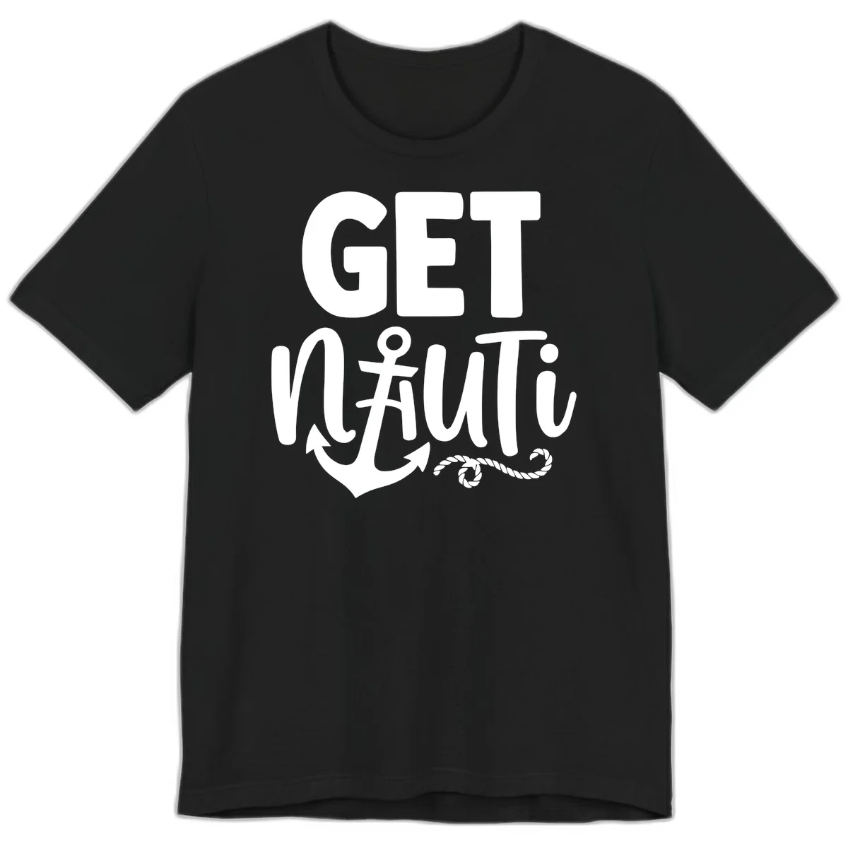 Get Nauti Nautical Pun with Anchor Premium T-Shirt in Black