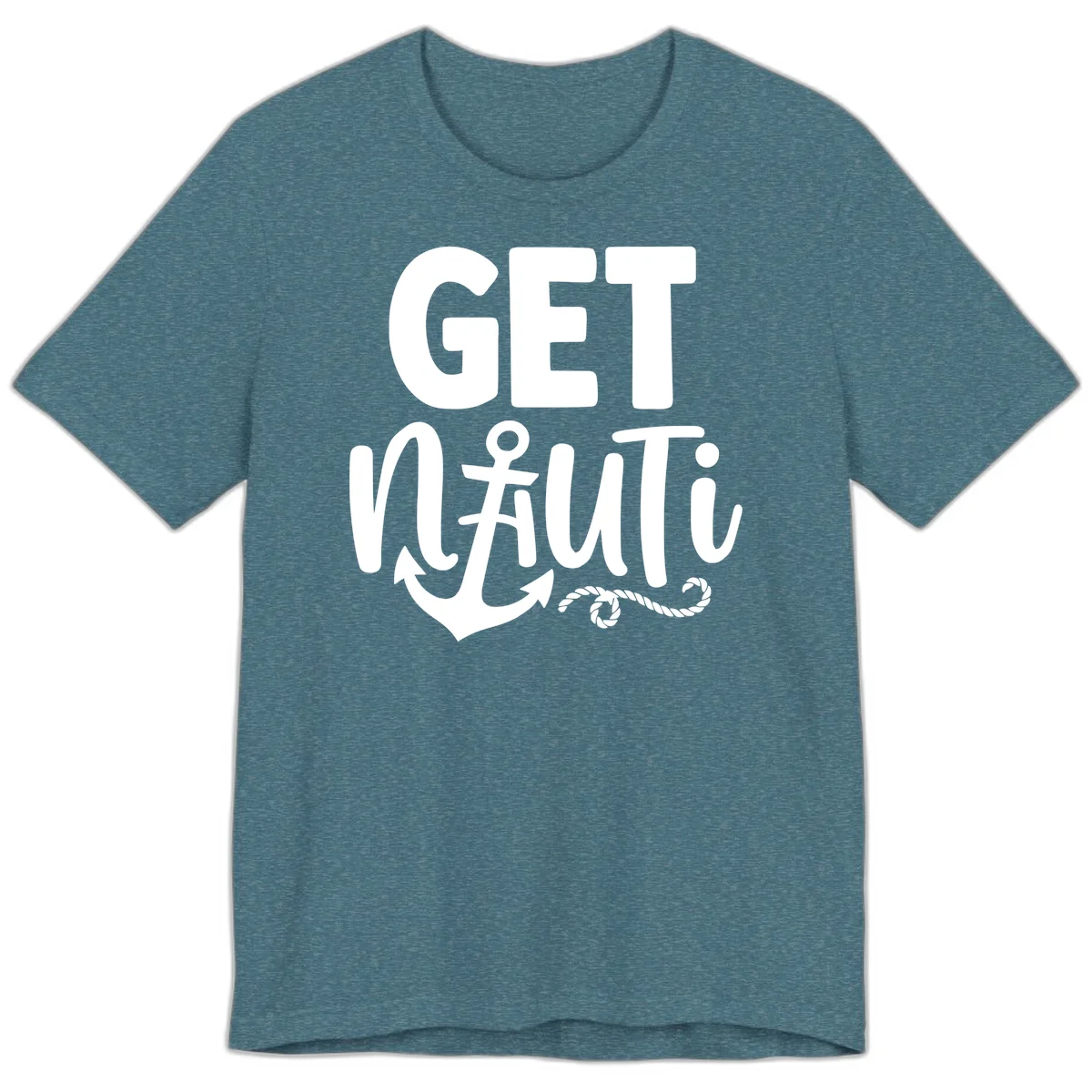 Get Nauti Nautical Pun with Anchor Premium T-Shirt in Heather Deep Teal