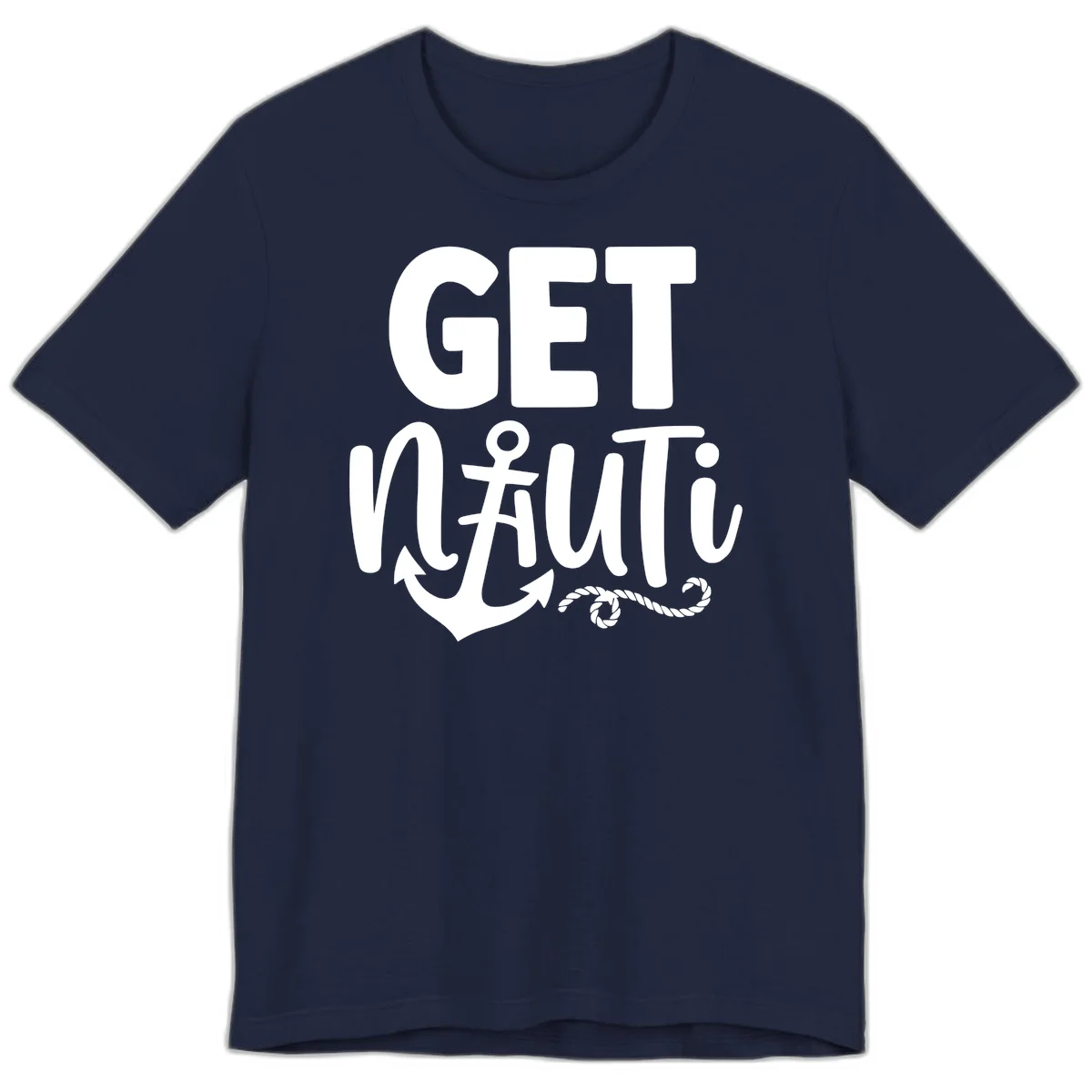 Get Nauti Nautical Pun with Anchor Premium T-Shirt in Navy