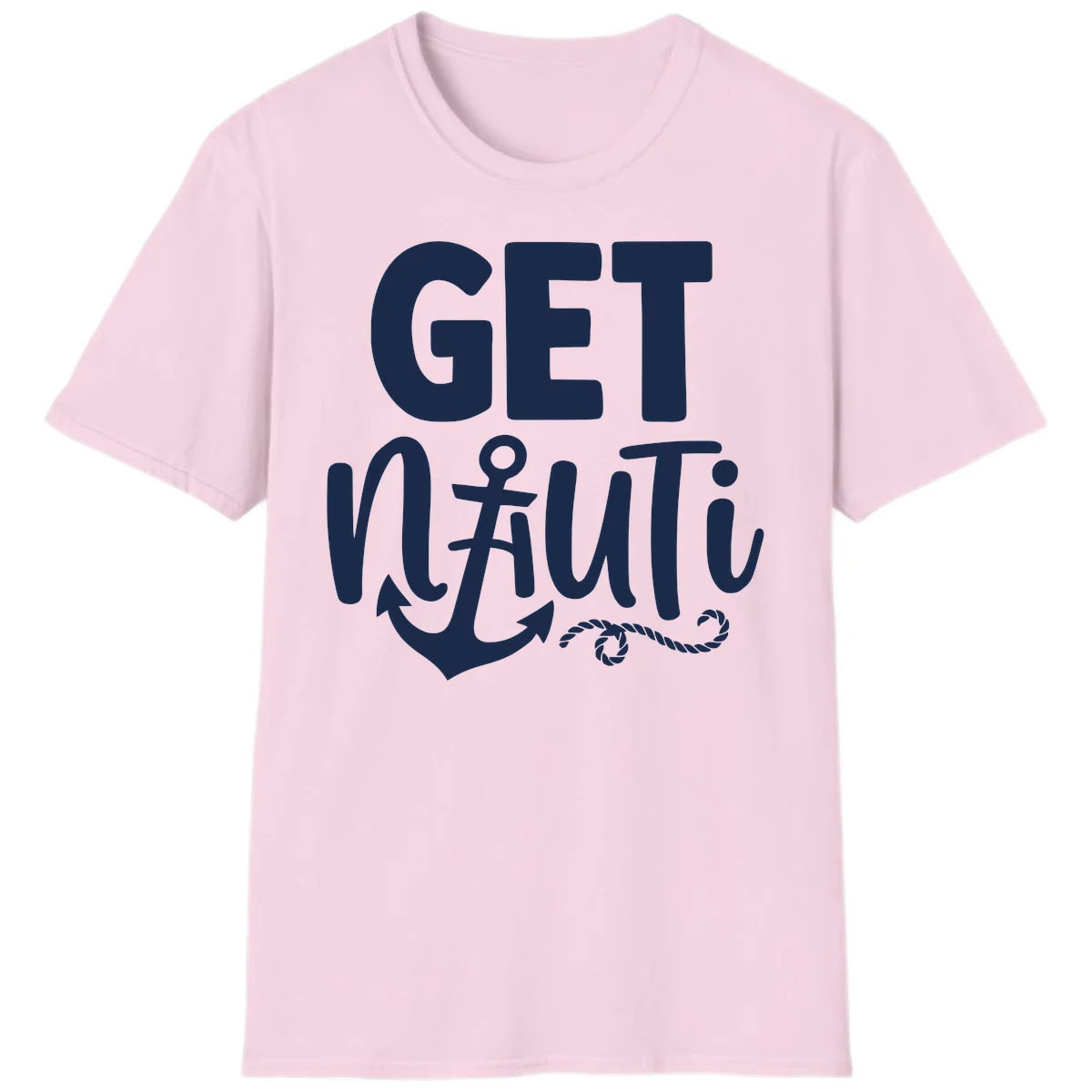 Get Nauti Nautical Pun with Anchor T-Shirt in Light Pink