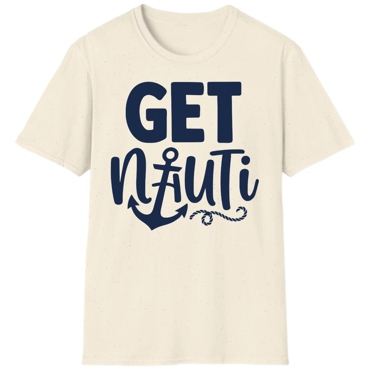 Get Nauti Nautical Pun with Anchor T-Shirt in Natural
