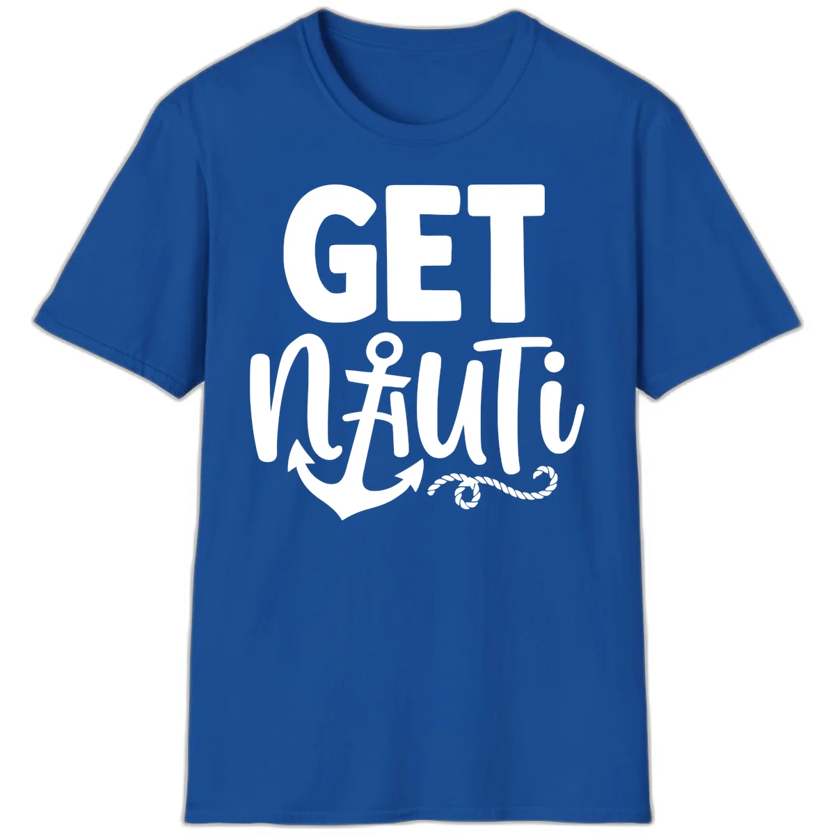 Get Nauti Nautical Pun with Anchor T-Shirt in Royal