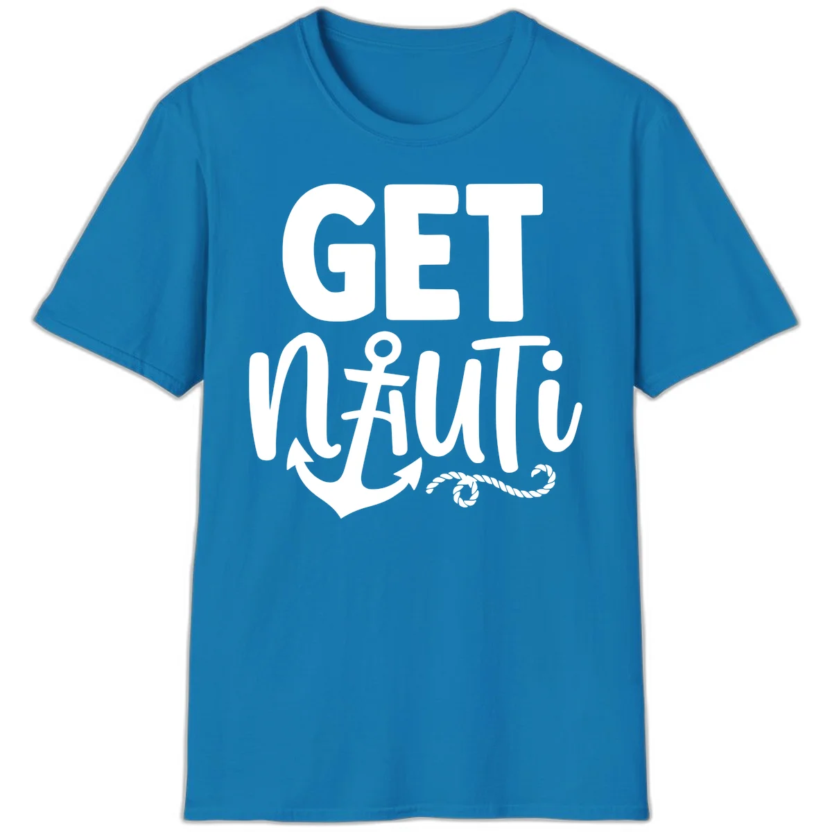 Get Nauti Nautical Pun with Anchor T-Shirt in Sapphire