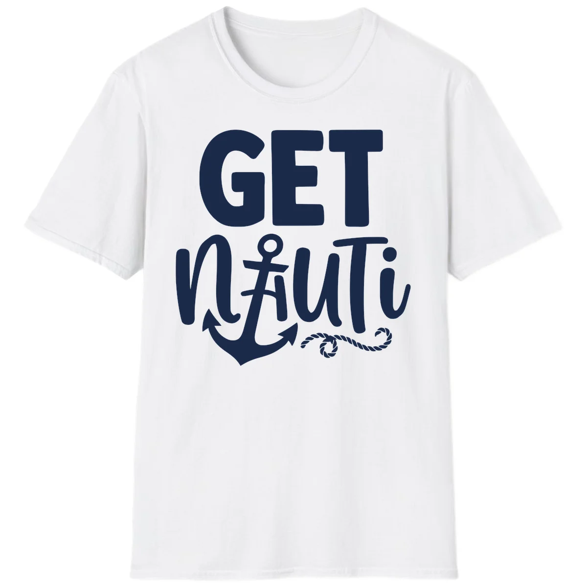 Get Nauti Nautical Pun with Anchor T-Shirt in White