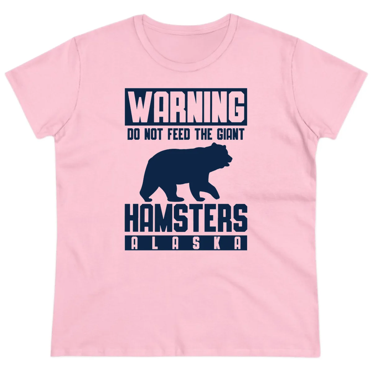 Do Not Feed The Giant Hamsters Alaska Ladies Tee in Light Pink