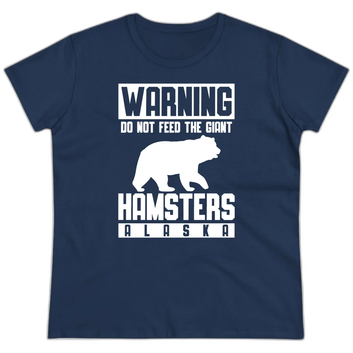 Do Not Feed The Giant Hamsters Alaska Ladies Tee in Navy