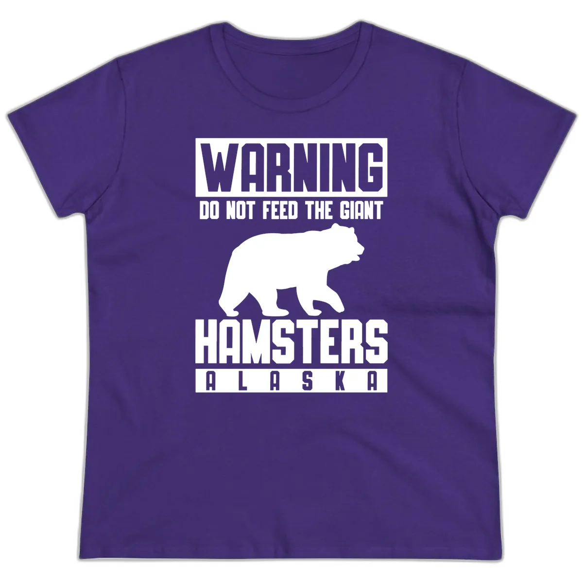Do Not Feed The Giant Hamsters Alaska Ladies Tee in Purple