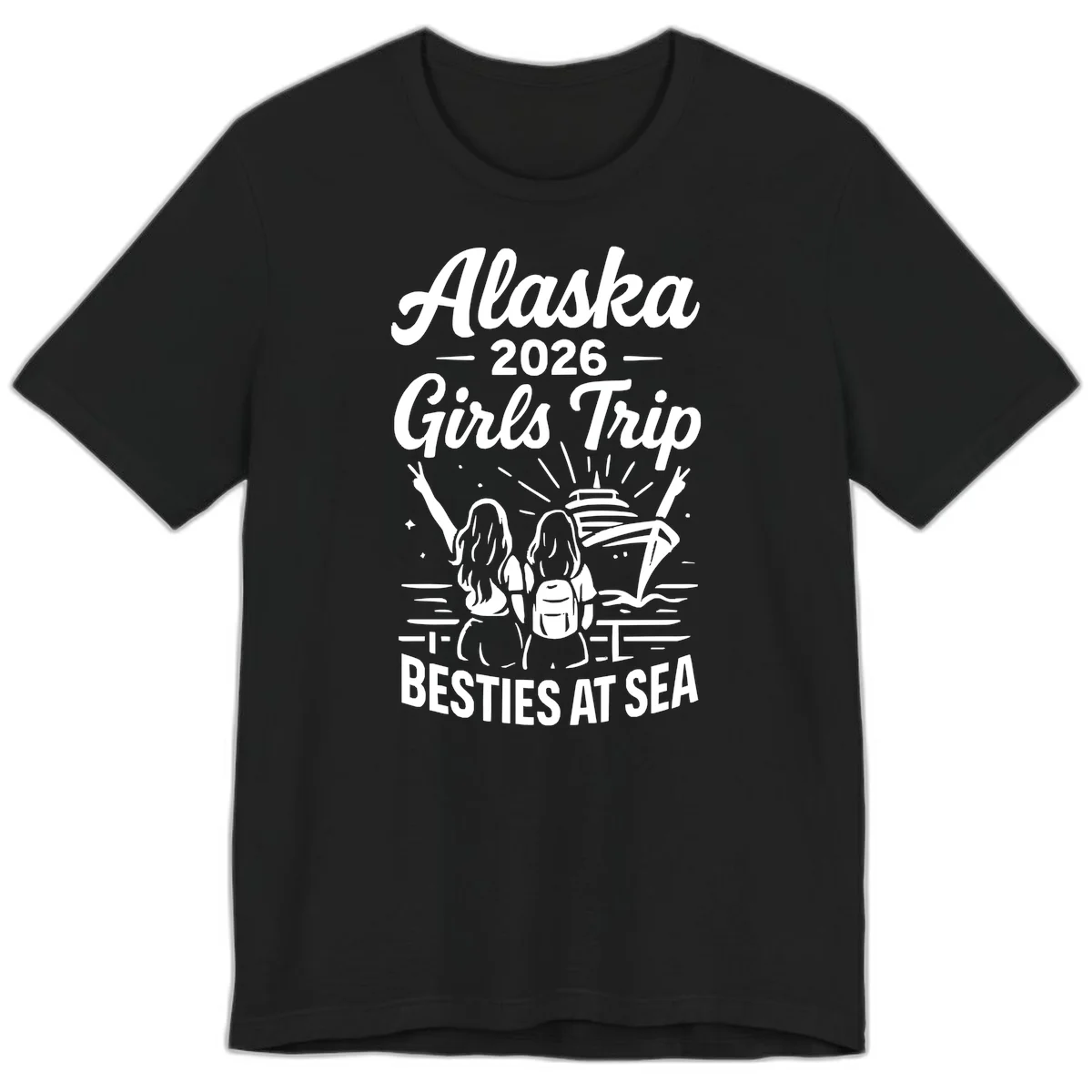 Alaska 2026 Girls Trip Besties At Sea Premium T-Shirt in Black