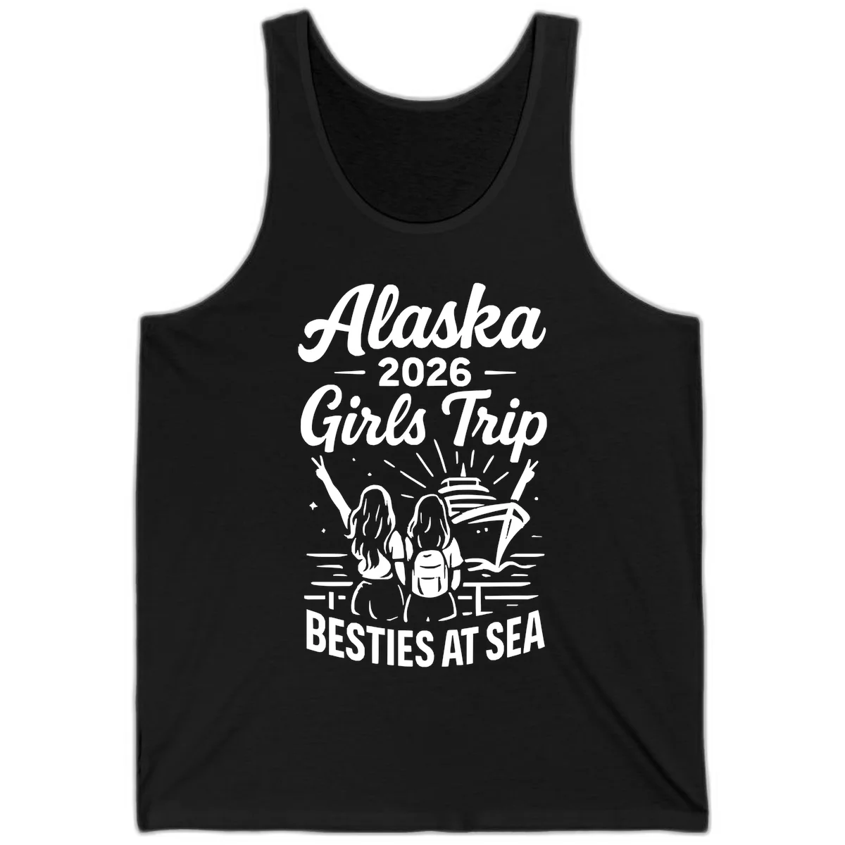 Alaska 2026 Girls Trip Besties At Sea Cruise Tank Top in Black