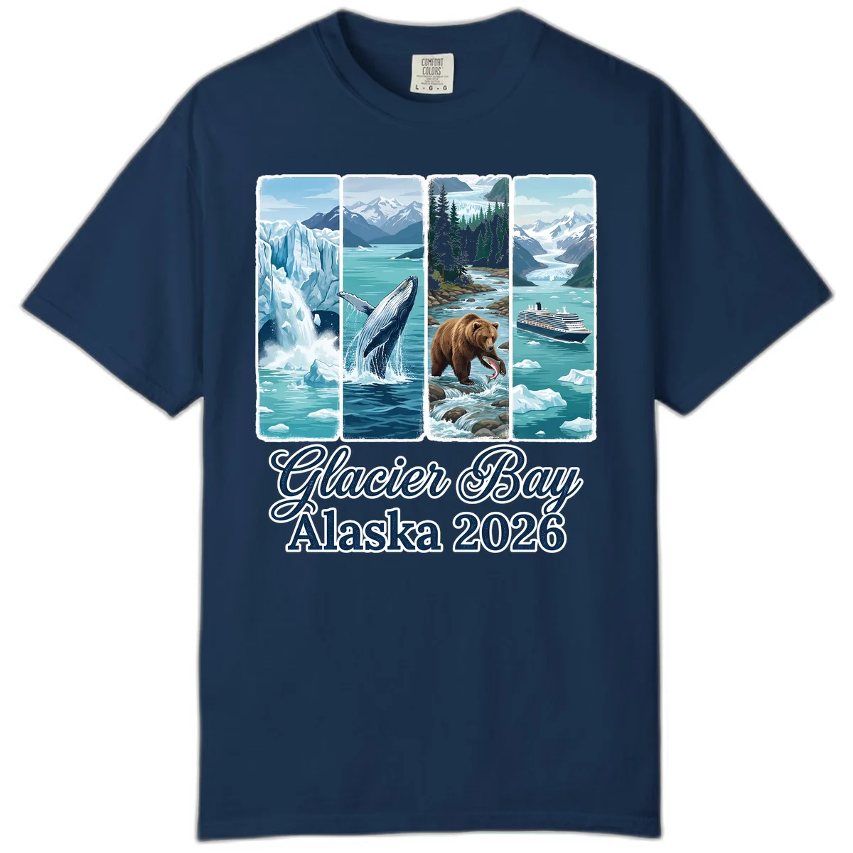 Glacier Bay Alaska 2026 Adventure Comfort Color Tee in Navy