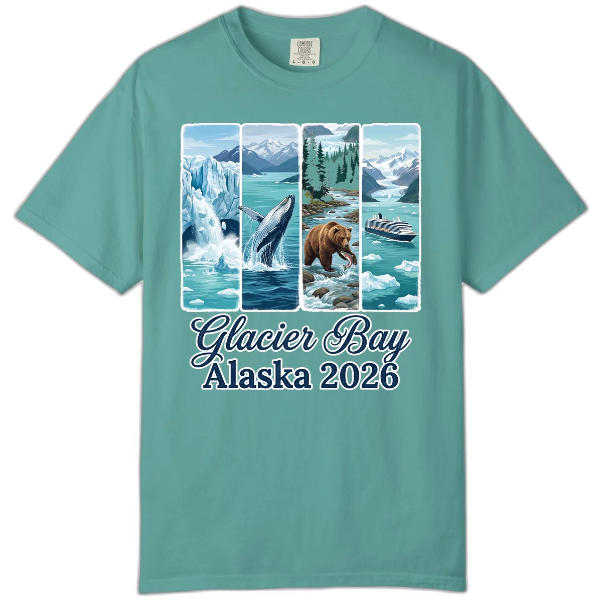 Glacier Bay Alaska 2026 Adventure Comfort Color Tee in Seafoam
