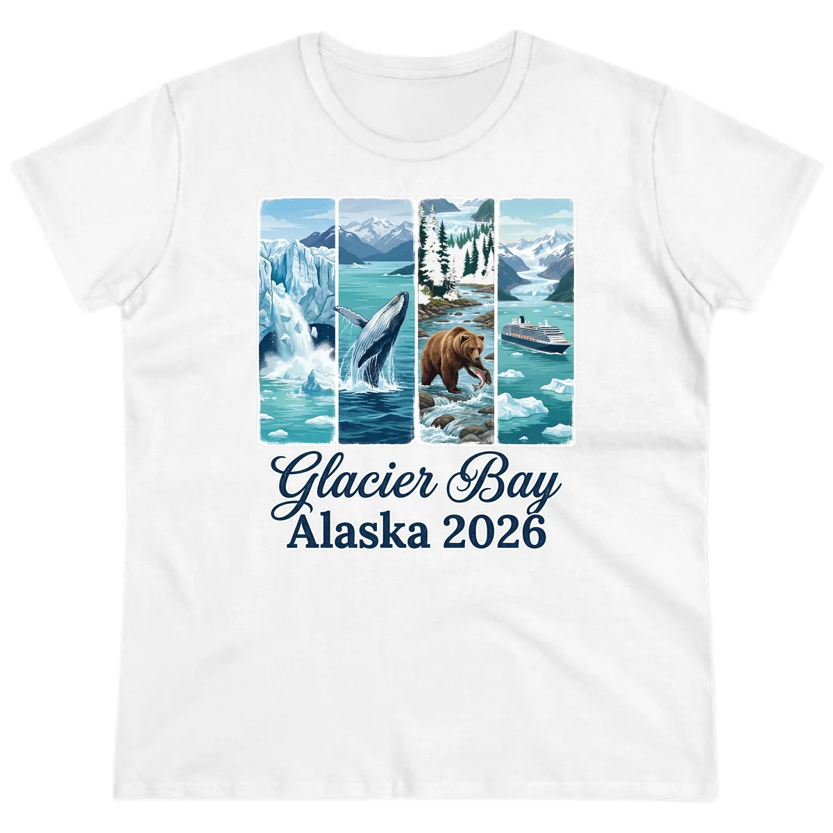 Glacier Bay Alaska 2026 Adventure Ladies Tee in White