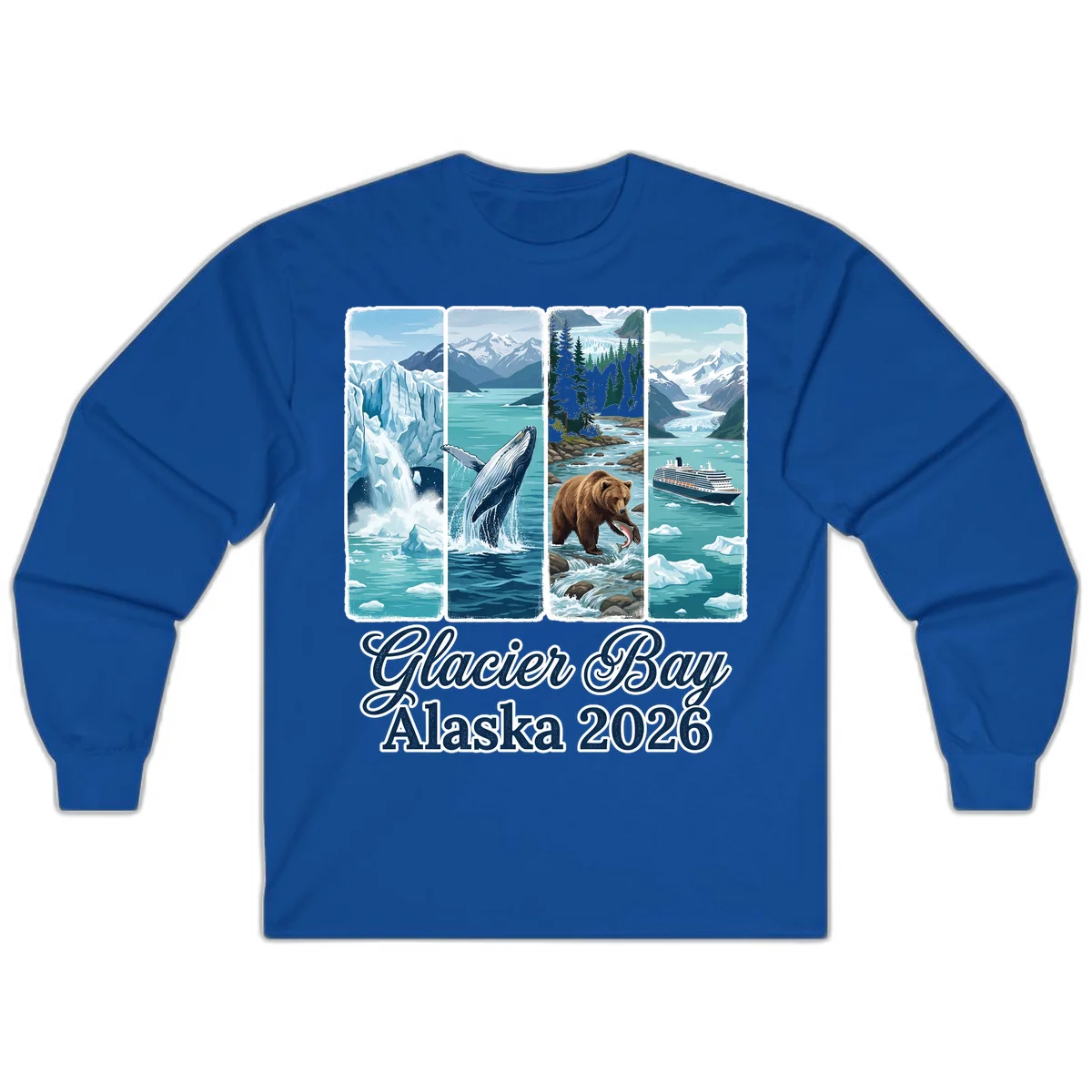 Glacier Bay Alaska 2026 Adventure Long Sleeve Tee in Royal