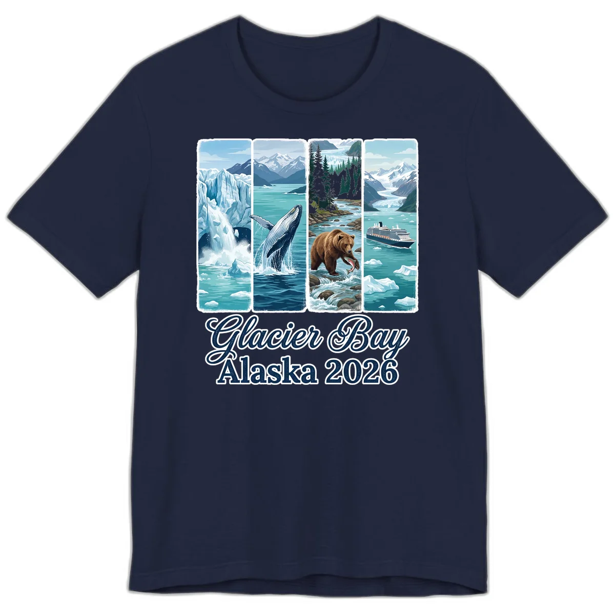 Glacier Bay Alaska 2026 Adventure Premium T-Shirt in Navy