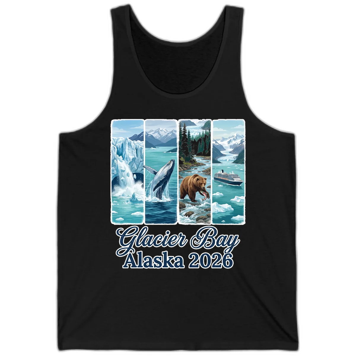 Glacier Bay Alaska 2026 Adventure Tank Top in Black