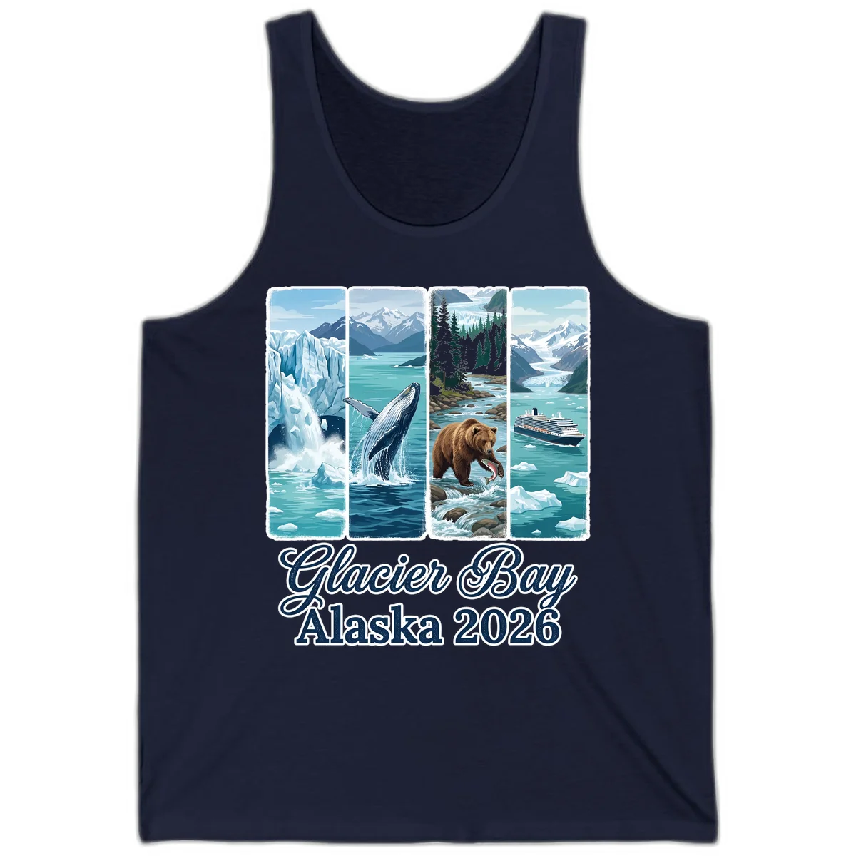 Glacier Bay Alaska 2026 Adventure Tank Top in Navy