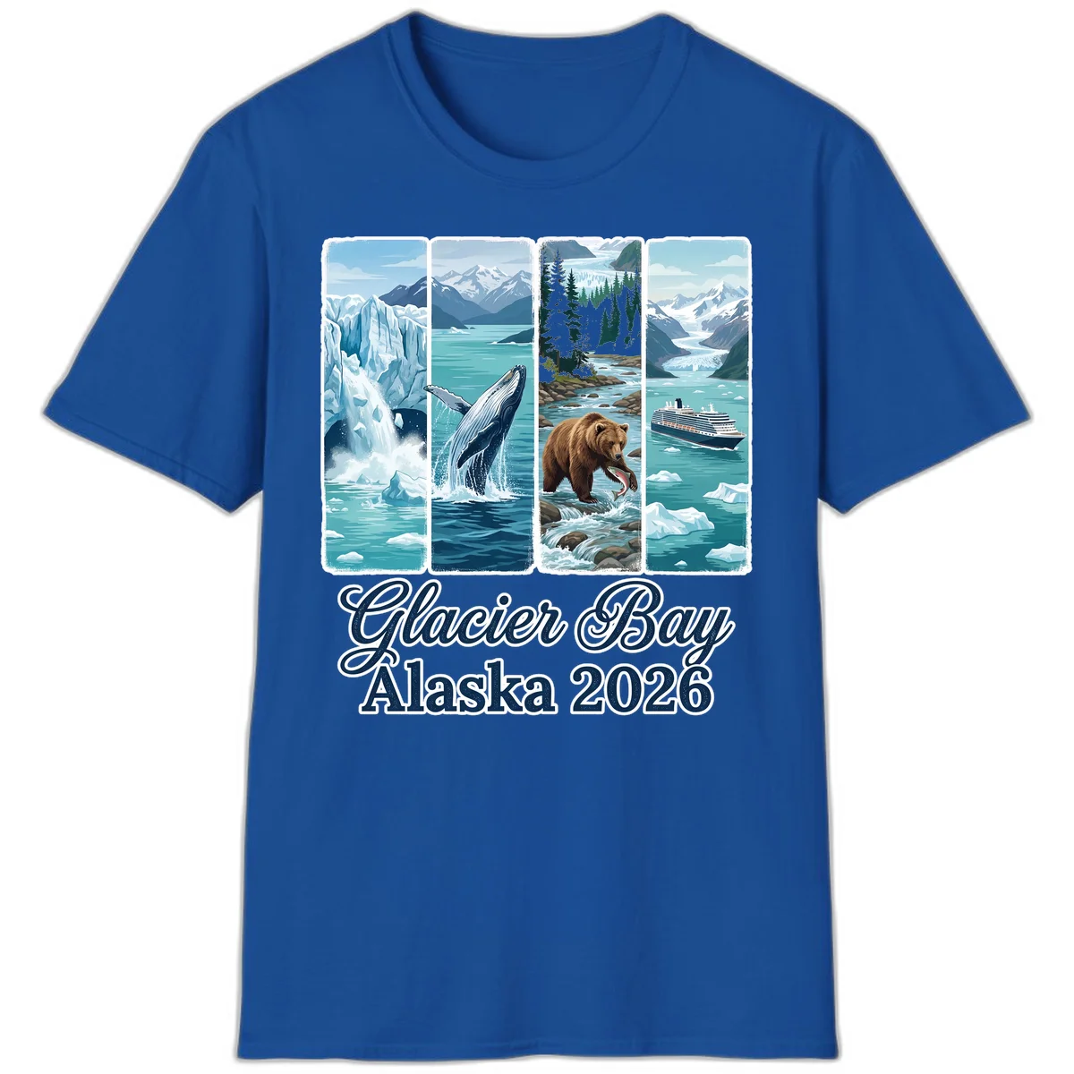 Glacier Bay Alaska 2026 Adventure T-Shirt in Royal