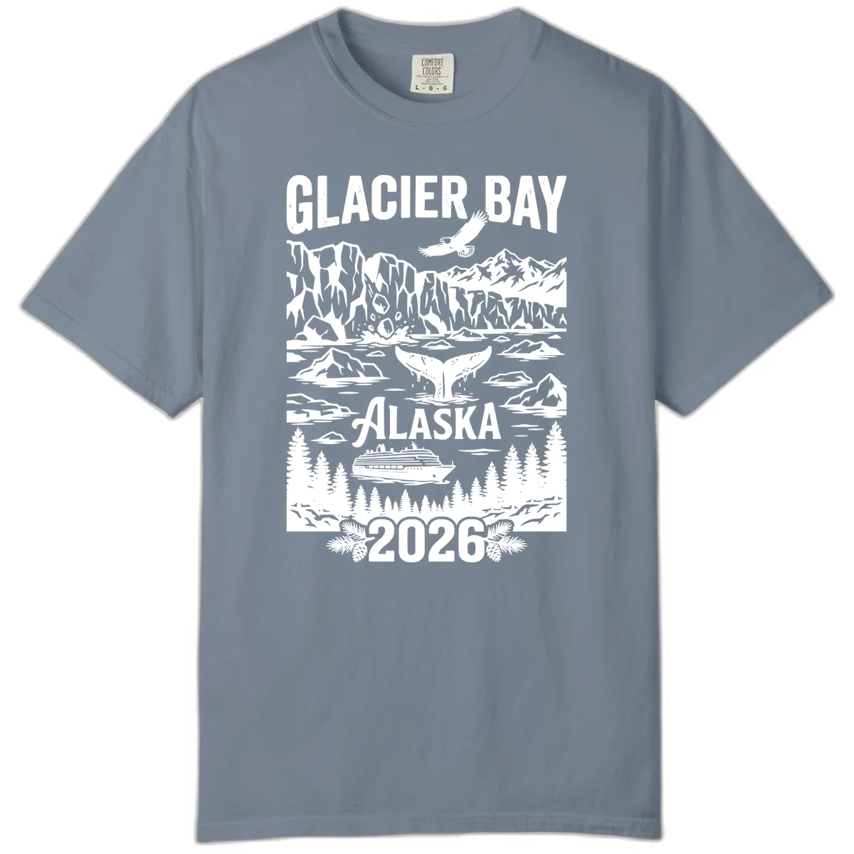 Glacier Bay Alaska Cruise 2026 Comfort Color in Blue Jean