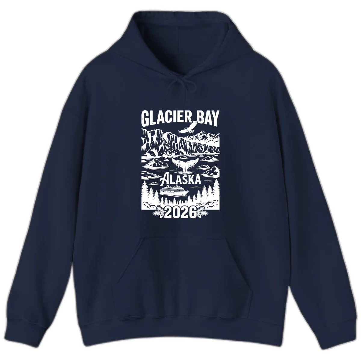 Glacier Bay Alaska Cruise 2026 Hoodie in Navy