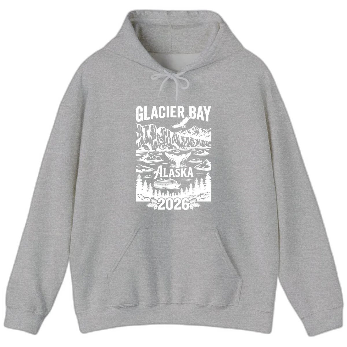 Glacier Bay Alaska Cruise 2026 Hoodie in Sport Grey