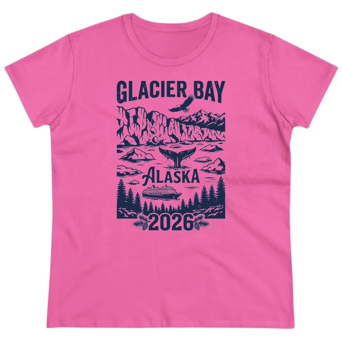 Glacier Bay Alaska Cruise 2026 Ladies Tee in Azalea