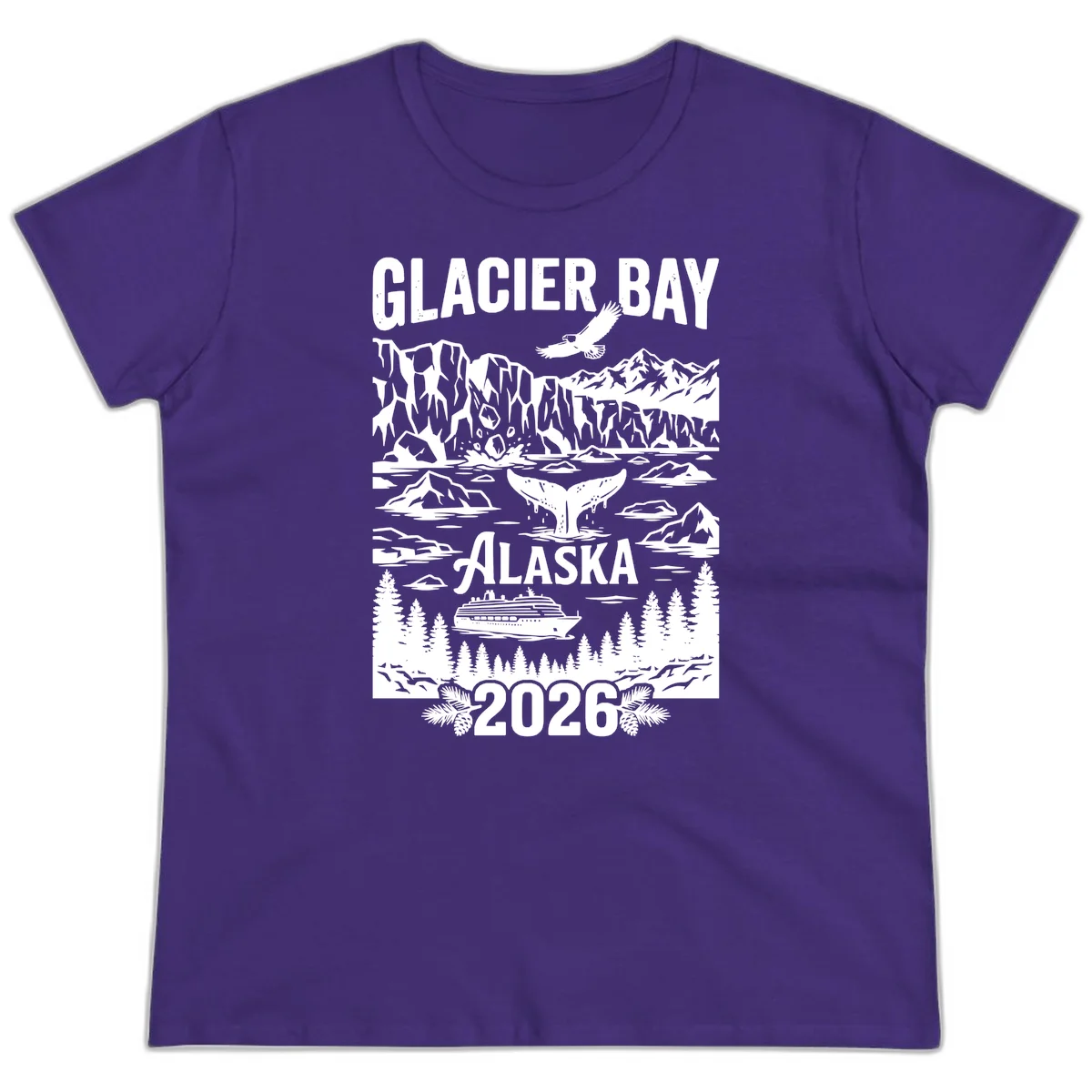 Glacier Bay Alaska Cruise 2026 Ladies Tee in Purple