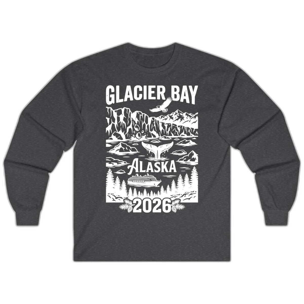 Glacier Bay Alaska Cruise 2026 Long Sleeve in Dark Heather