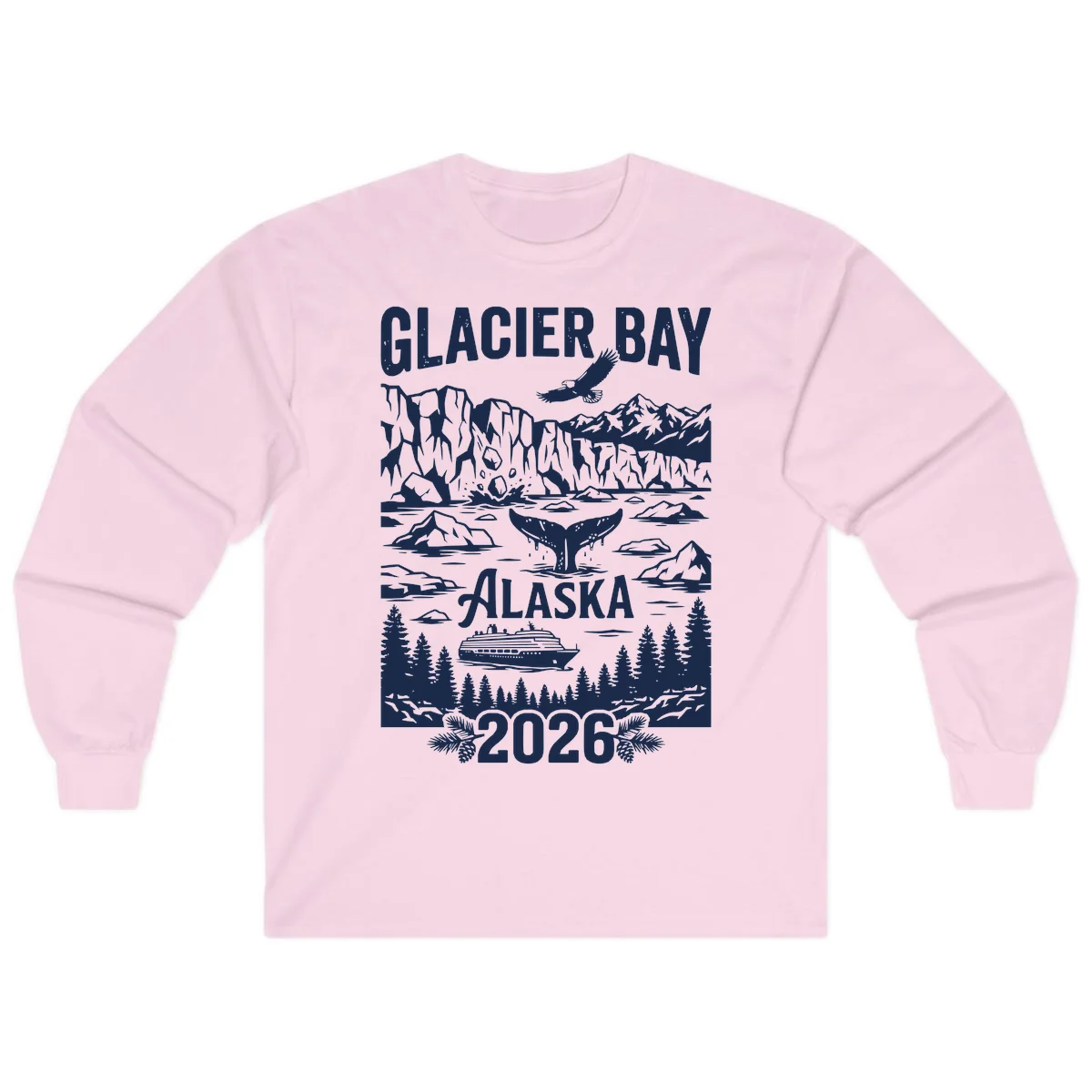 Glacier Bay Alaska Cruise 2026 Long Sleeve in Light Pink