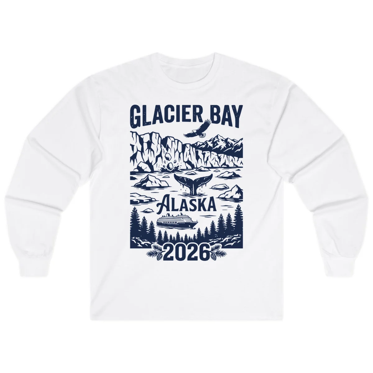 Glacier Bay Alaska Cruise 2026 Long Sleeve in White